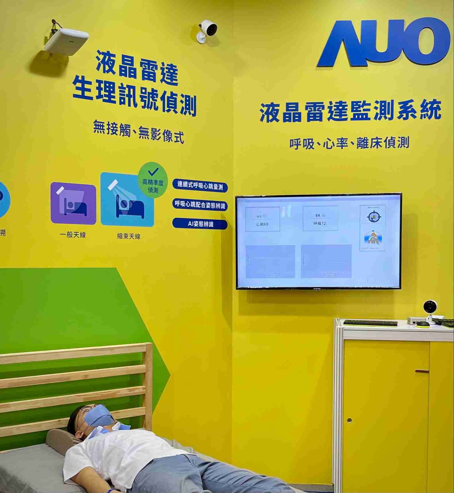 冰球突破颐康「无接触生理监测雷达」，，，，免除传统线路与贴片束缚，，精准侦测呼吸、、、、心跳等重要生理讯号